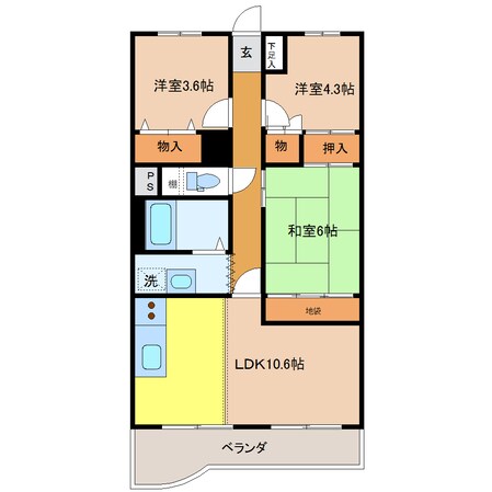 ルックハイツ藤代Ｂ817の物件間取画像